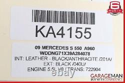 07-13 Mercedes W221 S550 Front Right Exterior Door Handle Keyless Go Black OEM