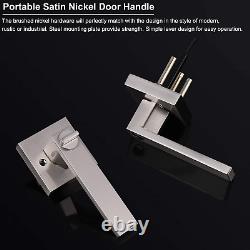 10 Pack Drop Front Door Levers, Satin Nickel Exterior Locking Entry Keyed Door H