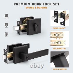 2 Pack Keyed Alike Square Front Door Entry Lever and Single Cylinder Deadbolt Co