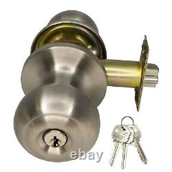 20x Door Knob Lock Entry Keyed Cylinder 60 Keys Exterior Interior KW1 SS