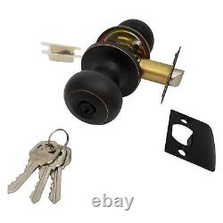 20x Door Knobs Lock Entry Keyed Cylinder with 3 Keys Exterior Interior Kw1 ORB