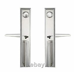 2PACK Silver Double Door Handleset Front Entry Door Lockset Exterior Full Esc
