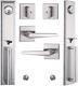2pack! Silver Double Door Handleset Front Entry Door Lockset Exterior Full & For