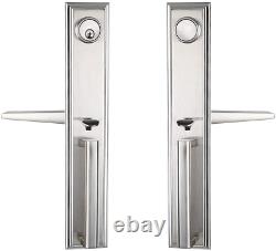 2PACK! Silver Double Door Handleset Front Entry Door Lockset Exterior Full & for