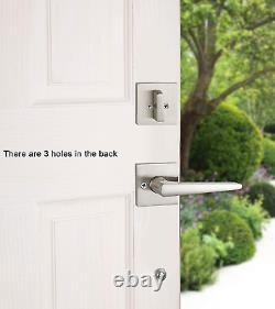 2PACK! Silver Double Door Handleset Front Entry Door Lockset Exterior Full & for