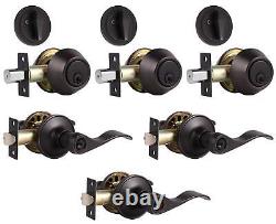 3 Pack Entry Door Lever and Deadbolt Lock Set Keyed Alike Handleset with Single