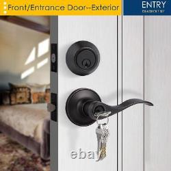 3 Pack Entry Door Lever and Deadbolt Lock Set Keyed Alike Handleset with Single