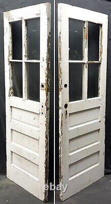 30x77.5 Antique Vintage SOLID Wood Wooden Exterior Entry Door Window Glass Lite