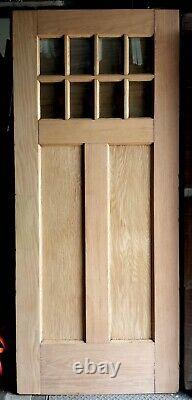 32x80x1.75 Vintage Antique SOLID Wood Wooden Entry Door 4 Window Glass Panels