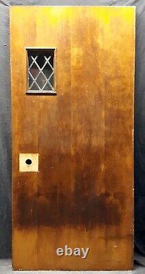 36x79x1.75 Antique Vintage Old Wooden Exterior Entry Door Window Leaded Glass