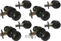 4 Entry Entrance w Single Deadbolt Black Door Locks round knobs Same Keyed