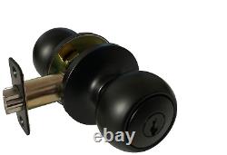 4 Entry Entrance w Single Deadbolt Black Door Locks round knobs Same Keyed