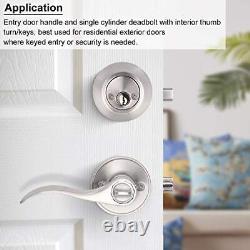 4 Pack Front Door Entry Lever Lockset and Double Cylinder Deadbolt Combinatio