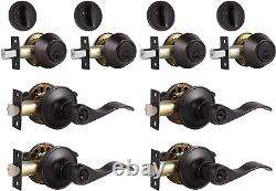 4 Pack Front Door Lockset with Single Cylinder Deadbolt, Keyed Alike Exterior Do