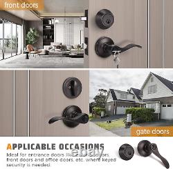 5 Pack Exterior Door Lock Set with Deadbolt Front Door Entry Lever Handle and Si