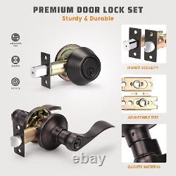 5 Pack Exterior Door Lock Set with Deadbolt Front Door Entry Lever Handle and Si