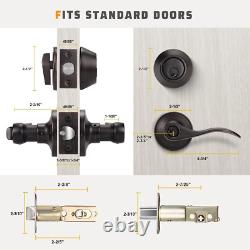 5 Pack Exterior Door Lock Set with Deadbolt Front Door Entry Lever Handle and Si