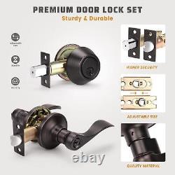 5 Pack Exterior Door Lock Set with Deadbolt Front Door Entry Lever Lockset NEW