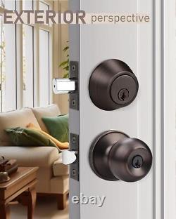 5 Pack Keyed Alike Entry Door Knob and Single Cylinder Deadbolt Lock Set Secu