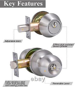 5 Sets Keyed Same Entry Door Knob & Single Cylinder Deadbolt Combo Satin Nickel