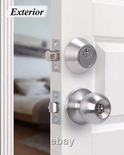 5 Sets Keyed Same Entry Door Knob & Single Cylinder Deadbolt Combo Satin Nickel