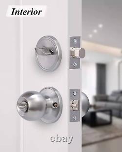 5 Sets Keyed Same Entry Door Knob & Single Cylinder Deadbolt Combo Satin Nickel