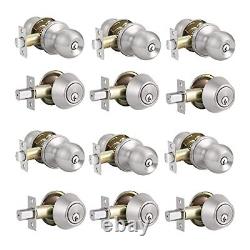 6 Pack All Keyed Same Entry Door Knobs with Single Cylinder Deadbolt for Exte