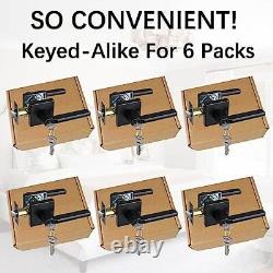 6 Pack Keyed Alike Entry Door Lever with Lock and Key, Matte Black Door Handl