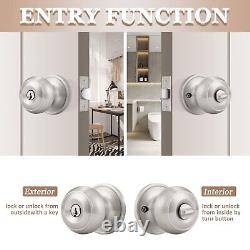 (6 Pack) Satin Nickel Round Entry Door Knobs Keyed Alike, Exterior/Interior Door