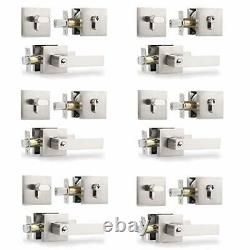 6 Sets Entry Door Handles with Single Cylinder Deadbolt for Exterior Front Do