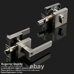6 Sets Entry Door Handles with Single Cylinder Deadbolt for Exterior Front Do
