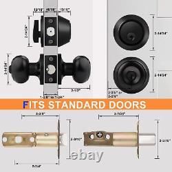 6 Sets Front Door Entry Knob and Single Cylinder Deadbolt Combination Set, Ke