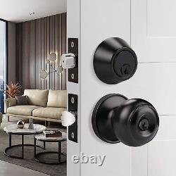 6 Sets Front Door Entry Knob and Single Cylinder Deadbolt Combination Set, Ke