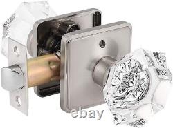 6PK Probrico Octagon Diamond Crystal Door Knobs with Lock, Privacy for Bed/ Bath