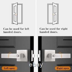 6PK Satin Nickel Keyed Alike Door Levers, Square Entry Lockset Front Door Office