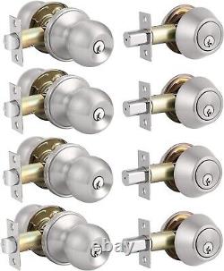 All Keyed Same Entry Door Knobs with Double Cylinder Deadbolt for Exterior Fr