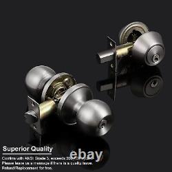 All Keyed Same Entry Door Knobs with Double Cylinder Deadbolt for Exterior Fr