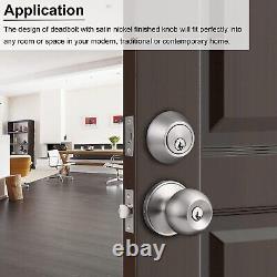 All Keyed Same Entry Door Knobs with Double Cylinder Deadbolt for Exterior Fr