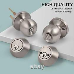 All Keyed Same Entry Door Knobs with Double Cylinder Deadbolt for Exterior Front D