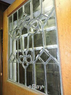 Antique 9 Panel Exterior Entry Front Wood Tiger Oak Door Beveled Glass 89 X 40