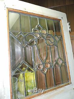 Antique 9 Panel Exterior Entry Front Wood Tiger Oak Door Beveled Glass 89 X 40