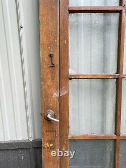 Antique Craftsman Exterior Wood Entry Door 8 Pane Glass Brass Hdwe Patina 32x75