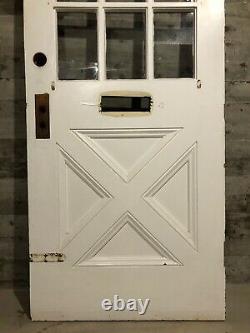 Antique Farmhouse Exterior Wood Entry Door /w Cross Buck Panel & 9 Glass 32x80