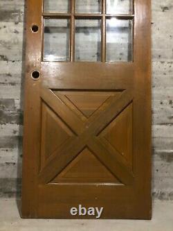 Antique Farmhouse Exterior Wood Entry Stained Door /w Cross Buck & 9 Glass 32x80