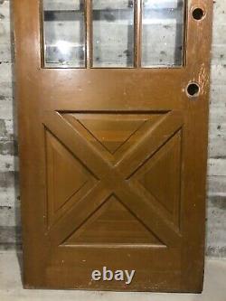Antique Farmhouse Exterior Wood Entry Stained Door /w Cross Buck & 9 Glass 32x80