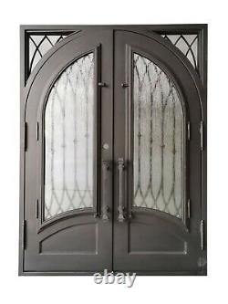 Austin Double Front Entry Wrought Iron Door Rain Glass 62 x 82 Right Active