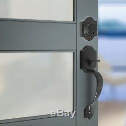 Black Front Entry Door Handle Lever Handleset with Single Deadbolt Door Knobs