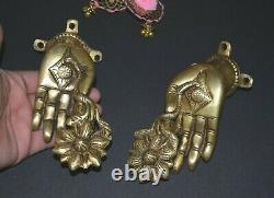 Brass Goddess Padmapani Hand Knobs Girl Holding Flower Shape Door Handle HK135
