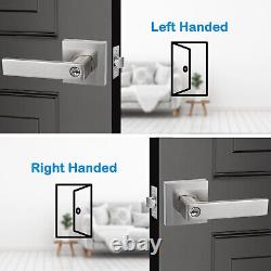 Brushed Nickel Lever Door Handle, Keyed Entry/Passage/Privacy Door Lever