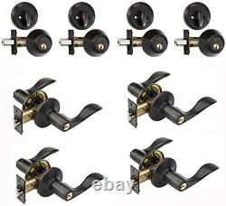 CP-HER-12P, Heritage Front Door Entry Lever Lockset and Single Cylinder Deadbolt